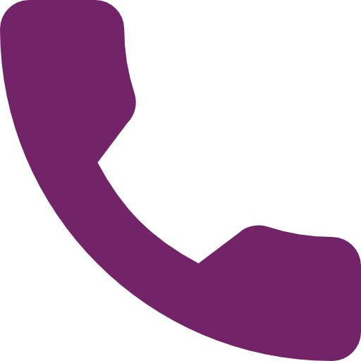 Purple telephone handset icon isolated on a white background